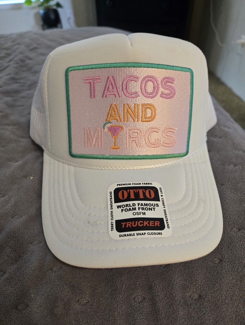 OTTO Ladies/ Girls White Trucker Hat - 'Tacos and Margs' Patch
